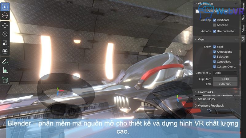 Blender – phần mềm mã nguồn mở cho thiết kế và dựng hình VR chất lượng cao.