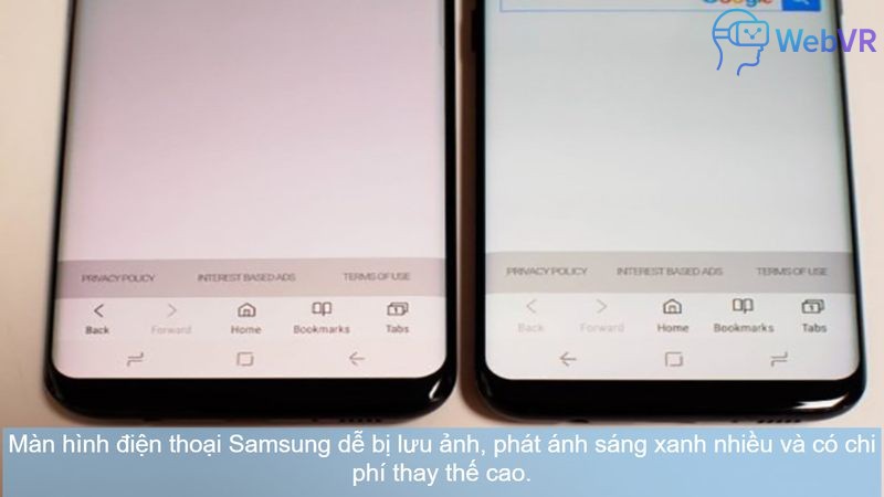 Màn hình điện thoại Samsung dễ bị lưu ảnh, phát ánh sáng xanh nhiều và có chi phí thay thế cao.