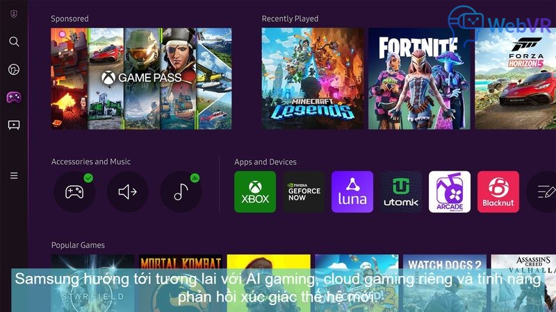 Samsung hướng tới tương lai với AI gaming, cloud gaming riêng và tính năng phản hồi xúc giác thế hệ mới.