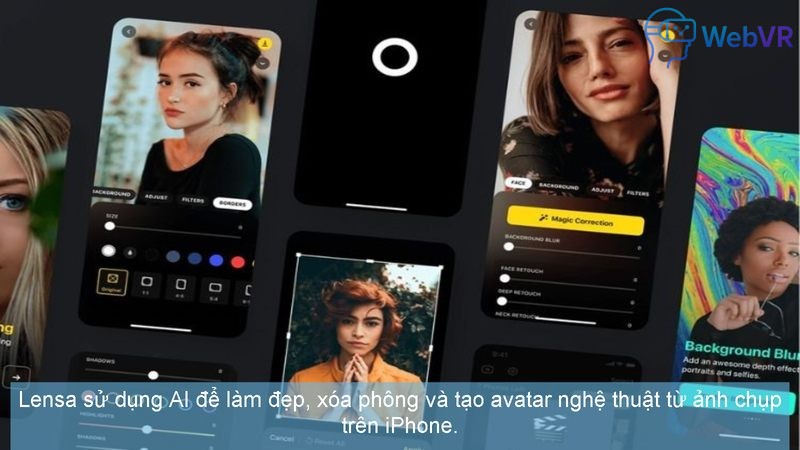 Lensa sử dụng AI để làm đẹp, xóa phông và tạo avatar nghệ thuật từ ảnh chụp trên iPhone.