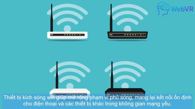 Thiết bị kích sóng wifi giúp mở rộng phạm vi phủ sóng, mang lại kết nối ổn định cho điện thoại và các thiết bị khác trong không gian mạng yếu.