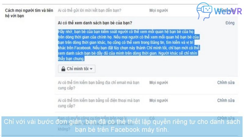Chỉ với vài bước đơn giản, bạn đã có thể thiết lập quyền riêng tư cho danh sách bạn bè trên Facebook máy tính.