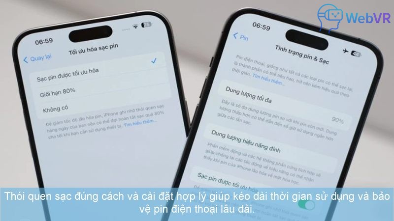 Thói quen sạc đúng cách và cài đặt hợp lý giúp kéo dài thời gian sử dụng và bảo vệ pin điện thoại lâu dài.Thói quen sạc đúng cách và cài đặt hợp lý giúp kéo dài thời gian sử dụng và bảo vệ pin điện thoại lâu dài.