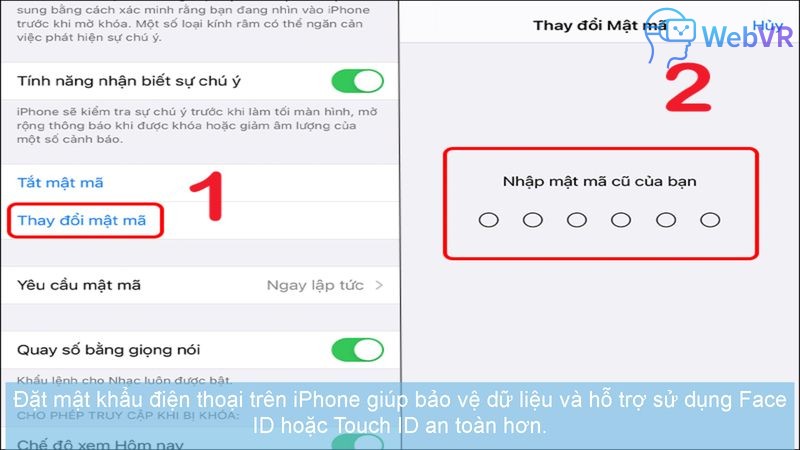 Đặt mật khẩu điện thoại trên iPhone giúp bảo vệ dữ liệu và hỗ trợ sử dụng Face ID hoặc Touch ID an toàn hơn.