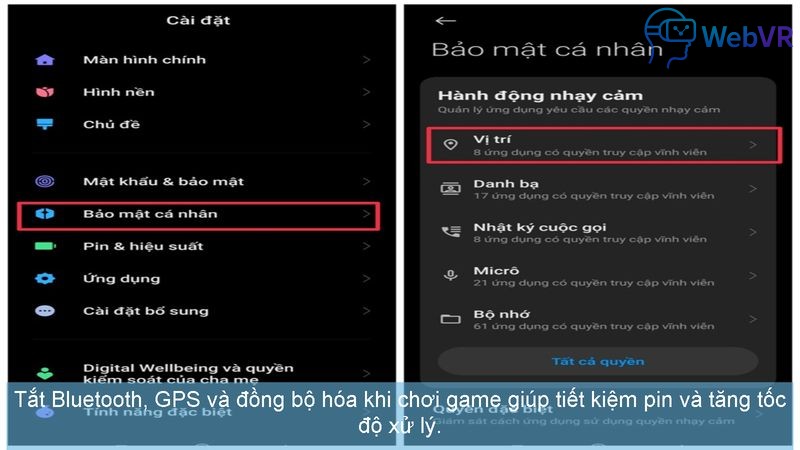 Tắt Bluetooth, GPS và đồng bộ hóa khi chơi game giúp tiết kiệm pin và tăng tốc độ xử lý.