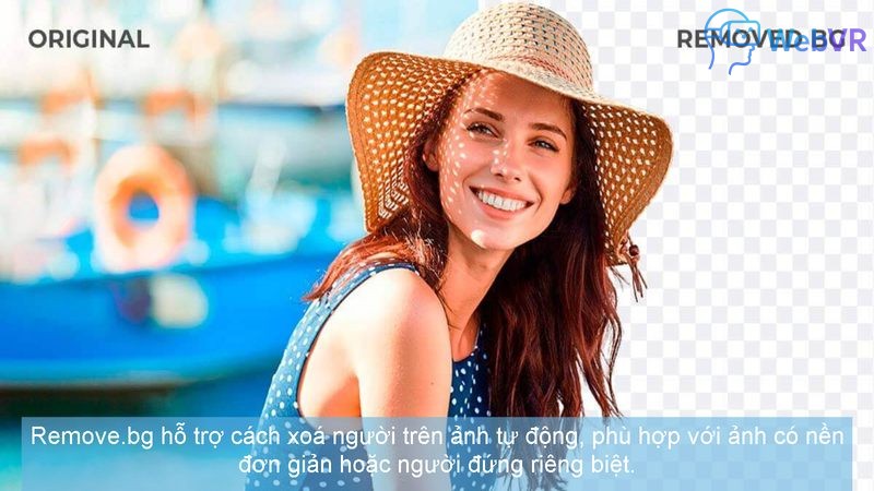 Remove.bg hoạt động tốt nhất với những bức ảnh có người đứng tách biệt với nền.Remove.bg hỗ trợ cách xoá người trên ảnh tự động, phù hợp với ảnh có nền đơn giản hoặc người đứng riêng biệt.